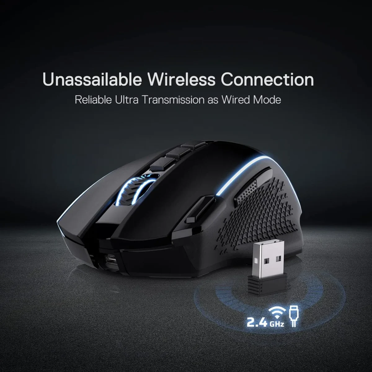 REDRAGON M991 ENLIGHTMENT WIRELESS GAMING MOUSE, 19000 DPI WIRED/WIRELESS GAMER MOUSE W/ RAPID FIRE KEY - Image 2