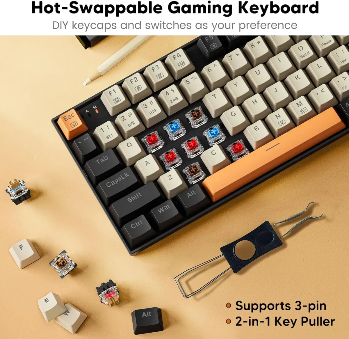 REDRAGON KITAVA K636 RGB USB MECHANICAL GAMING WIRED KEYBOARD RED SWITCH 94 KEYS GAMER FOR COMPUTER PC LAPTOP - Image 2