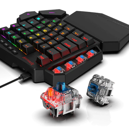 REDRAGON K585 DITI ONE-HANDED RGB MECHANICAL GAMING KEYBOARD, BLUE SWITCHES, PROFESSIONAL GAMING KEYPAD WITH 7 ONBOARD MACRO KEYS, DETACHABLE WRIST REST, 42 KEYS
