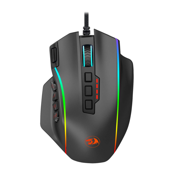 REDRAGON M901 PERDITION 4 GAMING MOUSE RGB BACKLIT MMO 19 MACRO PROGRAMMABLE BUTTONS WITH WEIGHT TUNING SET, 12400 DPI FOR WINDOWS PC COMPUTER (WIRED, BLACK)