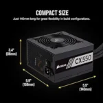 Corsair CX550 80 Plus Bronze Certified Power Supply (5 YEARS WARRANTY) - Image 2