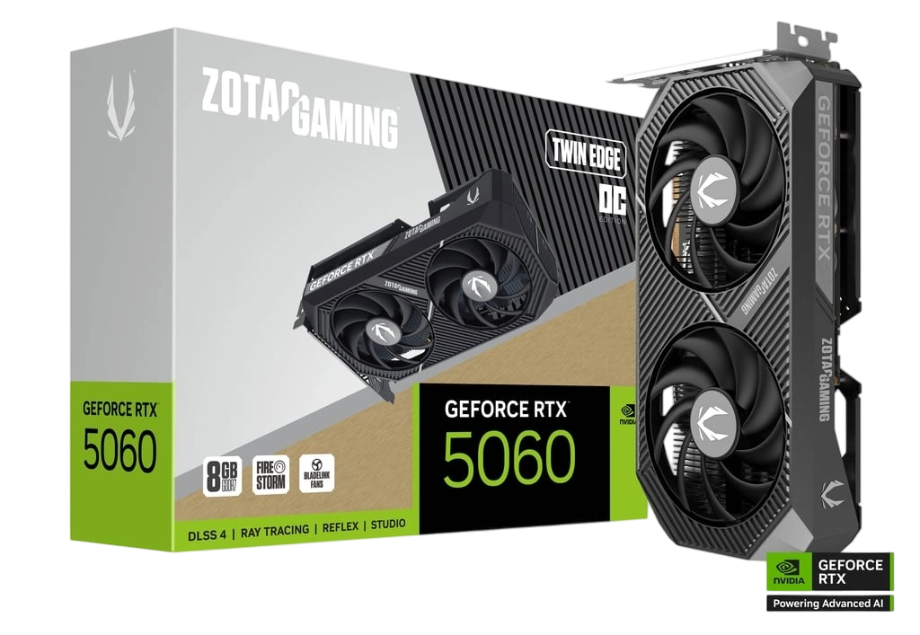 ZOTAC GAMING RTX 5060 TWIN EDGE OC 8GB GRAPHICS CARD (5 YEARS WARRANTY) ZOTAC GAMING RTX 5060 TWIN EDGE OC 8GB GRAPHICS CARD (5 YEARS WARRANTY) - Image 1